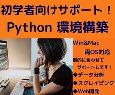 基本～目的別✅Pythonの環境構築サポートします 初学者挫折率No1環境構築をサポート⇒良い環境で成長促進