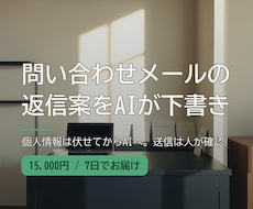 問い合わせメールの返信案をAIで自動作成します 個人情報は伏せてからAIへ。送信は必ず人が確認
