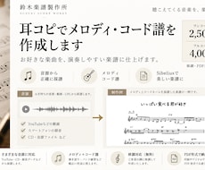 耳コピでメロディ+コード譜を作成します イメージ1