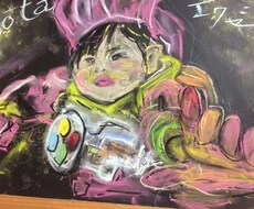 初めて黒板アート挑戦してみました。ます イメージ1