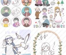 シンプルでかわいい、ゆるいイラストを描きます 挿絵やアイコンなど様々な用途にお使いいただけます☆