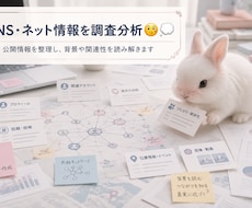 SNSやネットの情報の調査・分析・整理をします 公開情報をもとに、人物・企業・サービスなどを調査・分析します