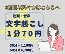 即納！【1分70円】動画・音声の文字起こし致します 最短翌日納品！データが長いものでも、５日で納品致します！