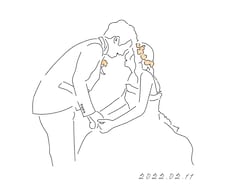 お写真からおしゃれなカップル線画イラストを描きます お２人の素敵な日常や記念日・入籍などの特別な日をイラストに