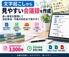 文字起こしから見やすい会議録を作成します イメージ1