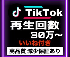TikTok再生数30万回＆いいねも増やします 【いいね10000付き】少量注文のご対応可能！減少保証付き！