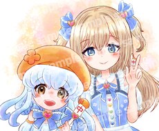水彩風のふんわり可愛い女の子を描きます アイコン・イラストカットなどに♪水彩タッチの優しいイラスト