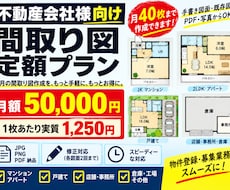 不動産会社向け間取り図を月40枚作成します 月5万円で40枚！大量物件の図面作成をサポート