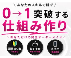 あなたのスキルで稼ぐ、0→1突破する仕組み作ります あなただけの完全オーダーメイド、副業初心者/おすすめ/スマホ