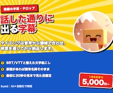 あなたの動画に音声ぴったりの字幕を入れます イメージ1