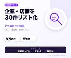 指定条件の企業・店舗を30件リスト化します イメージ1