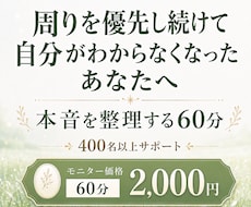 周りを優先、自分がわからなくなった悩みを整理します 400名以上をサポート｜本音と思い込みを紐解く60分内観