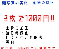 顔写真、全身の美化3枚まで追加料金なしで承ります イメージ1