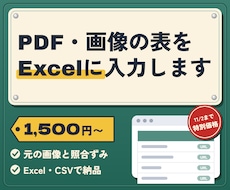 PDF・画像の表をExcelにデータ入力します イメージ1