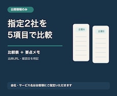 指定2社を5項目でクイック比較します 出典付き比較表と要点メモを3日で納品
