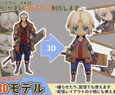 オリジナルちびキャラクターの3Dモデル制作致します 配信やVR空間に使いやすいオリジナルの3Dちびキャラを制作