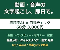 動画・音声をAIと目視で高精度文字起こしします イメージ1