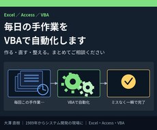Excel・AccessのVBAツールを作成します 毎日の手作業を自動化。要件が固まる前からご相談OK