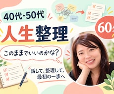 40代50代の人生のモヤモヤを一緒に整理します 仕事・家庭・お金・これからを整理し最初の一歩を見つける60分