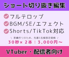 VTuber・配信者向け！切り抜きショート作ります 切り抜き箇所をご指定いただくだけ！まるっと切り抜き編集します