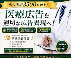医療広告ガイドラインを遵守した広告表現を提案します 広告実績3,500件以上！【資格】薬機法管理者・景表法検定