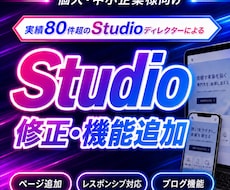 実績80件｜Studio制作のHPを修正します ◎SEO対策｜◎レスポンシブ｜◎独自ドメイン接続｜◎ブログ