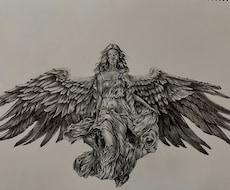 モノクロで天使などの鉛筆画を描きます イメージ1
