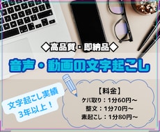 1分60円〜で音声・動画の文字起こしをします イメージ1