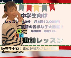 中学生60分月4回の個別指導をします 保護者の方も安心!!元英語教室経営者且つ講師がサポート