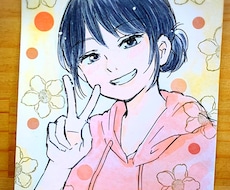 ハガキサイズのカラフルな漫画風の似顔絵を書きます イメージ1