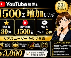 YouTube1500再生＋評価30コメ5増加ます イメージ1