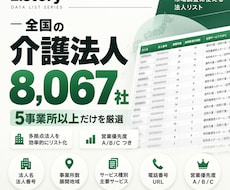 5事業所以上展開する介護法人8,067社提供します 全国約19万事業所を法人単位に集約｜営業優先度・展開規模つき
