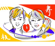 結婚式用、SNSアイコン用の似顔絵を少し独創的なタッチのイラストを描きます＊
