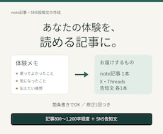 体験メモをnote記事とSNS投稿文にまとめます イメージ1