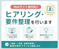 Webサイト制作前のヒアリング・要件整理を行います 制作前の不安や疑問を整理し、最適な進め方を一緒に考えます