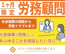 1カ月間、労務顧問いたします 社会保険や労務のことを少しの間だけ相談したい方に