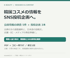 韓国コスメを調べSNS投稿企画3本を作ります イメージ1