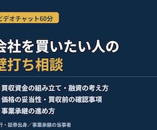 個人での会社買収・小規模M&Aの相談に乗ります イメージ1