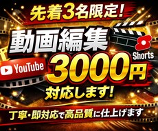 先着3名実績公開可に限り動画編集3000円承ります イメージ1