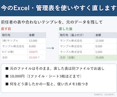 今のExcel・管理表を使いやすく直します イメージ1