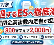 難関企業内定者が通過するESへ徹底添削します イメージ1