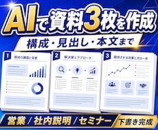 AIで伝わる資料3枚の下書きを一緒に作ります 構成から資料3枚の文章下書きまで自分のテーマで完成