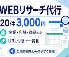 企業・店舗・商品をWebでリサーチします 条件に合う候補20件をURL付きで見やすく整理