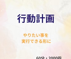 あなたの次の一歩を具体的な行動計画にします 60分で頭の中を整理、実行できるレベルにまで落とし込みます