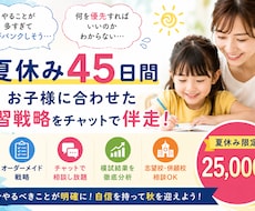 年長限定3名｜小学校受験の夏休み完全伴走します 志望校と現在地を分析し、夏休み50日の学習戦略を作ります。