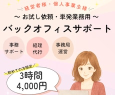 初めての方限定！バックオフィス業務代行します 経営者様、個人事業主様へ。面倒な事務作業を引き受けます！