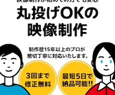 丸投げOK！最短５日納品！柔軟に映像制作いたします 個人／法人を問わずご要望に応じたデザイン性の高い映像を制作