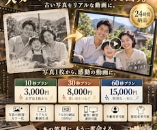 24時間納品｜古い写真をリアル動画に蘇らせます 写真だった思い出が、もう一度動き出す。