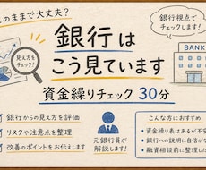 資金繰りが不安な方へ｜お金の流れを見える化します 銀行はこう見ています｜資金繰りチェック（30分）