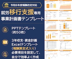 就労移行支援の事業計画書テンプレを販売します 構成済みPPT約50枚＋報酬算定式入り3年収支・資金計画